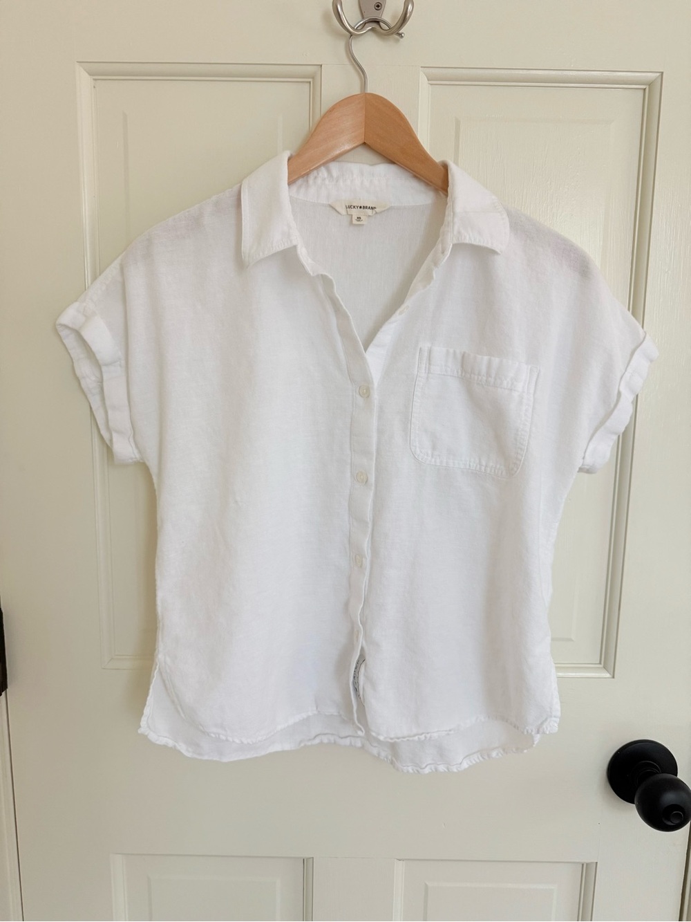 Lucky Brand White Short Sleeve Button Down